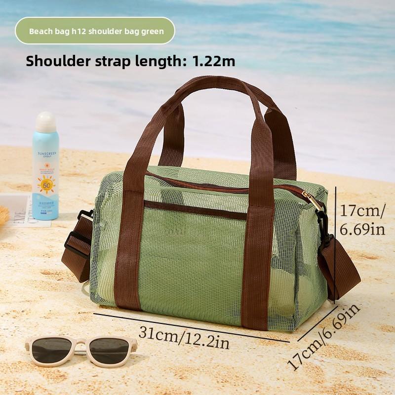 Beach Resort Mesh Tote Bag With Large Capacity For Swimming And Travel Storage