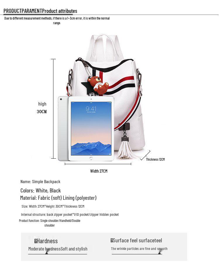Ribbon Pendant Bear Two-way Shoulder Backpack for Women