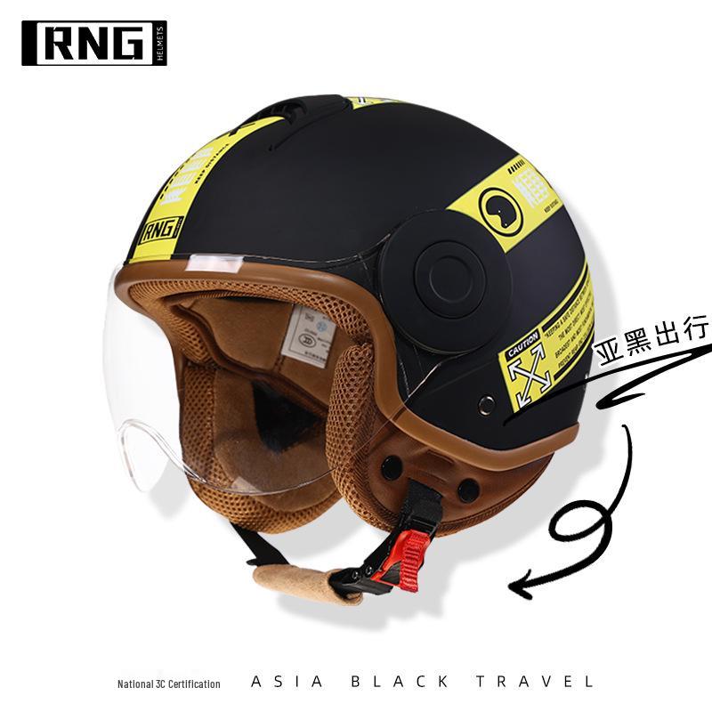 

RNG 3C Certified Retro 3/4 Motorcycle Helmet for Men & Women, Suitable for Electric Vehicles.