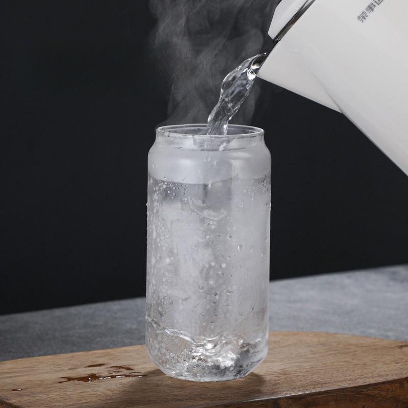 450ml/550ml Glass Cups with Bamboo Lids and Straw 1pc Mason Jars Coffee Mug Beer Can Shaped for Cocktail Milk Juice Cola Gift
