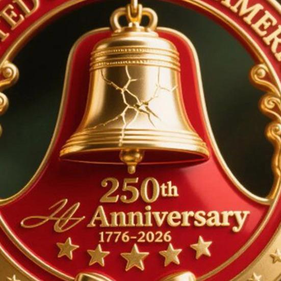 3Pcs Christmas Tree Pendant U.S. 250th Anniversary Bell Ornament Festive Atmosphere Creators with Hanging Rope