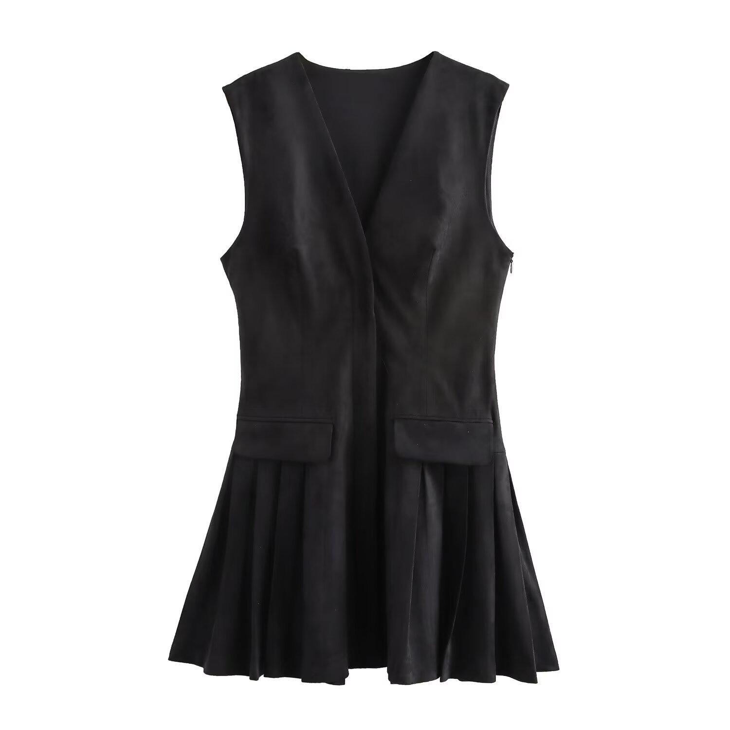 

Женское модное короткое платье с эффектом замши - Европейский и американский стиль, Осень 2024 Extra Small чёрный