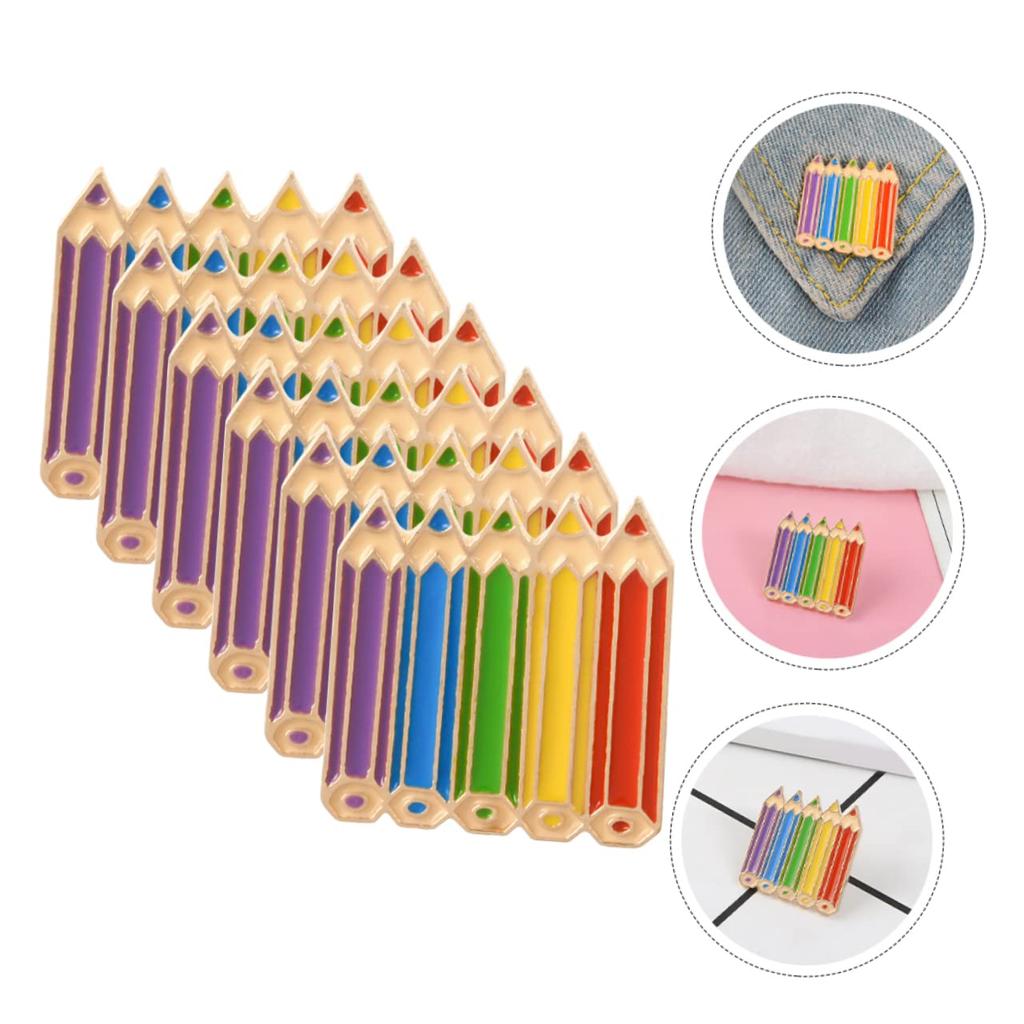 NUOBESTY 12pcs Mini Pencil Brooch LGBT Brooch Pins Rainbow Pencil Enamel Brooch Brooch Jewelry Novel Breastpin Brooch Badge Pen Design Brooch for