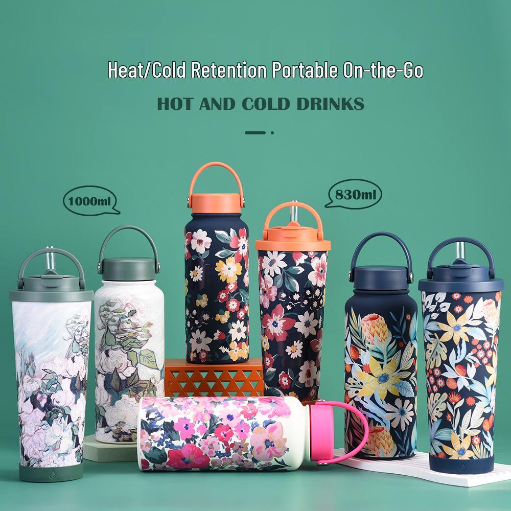 

2025 Large Capacity Insulated Sports Water Bottle, Dual Drink, Wide Mouth, Portable Outdoor Cup 830ml-1000ml