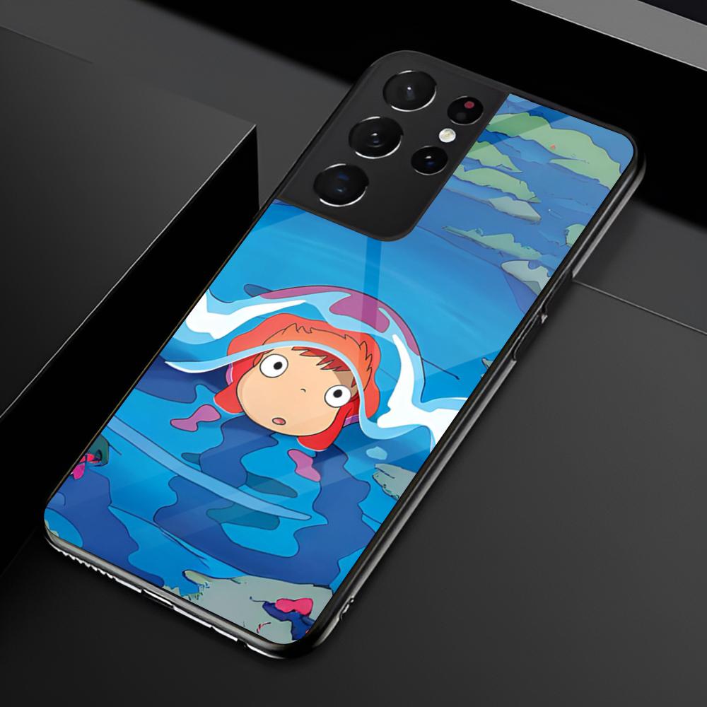 Cartoon P-Ponyo Phone Case For Samsung S25 S24 Ultra 23 Fe 22 Plus Galaxy A54 A55 A16 A13 A24 A15 A25 Glass Cover