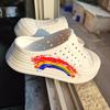 Rainbow hole shoes women's summer heightening thick-soled hole shoes hollow round head breathable soft sole outer wear beach half drag