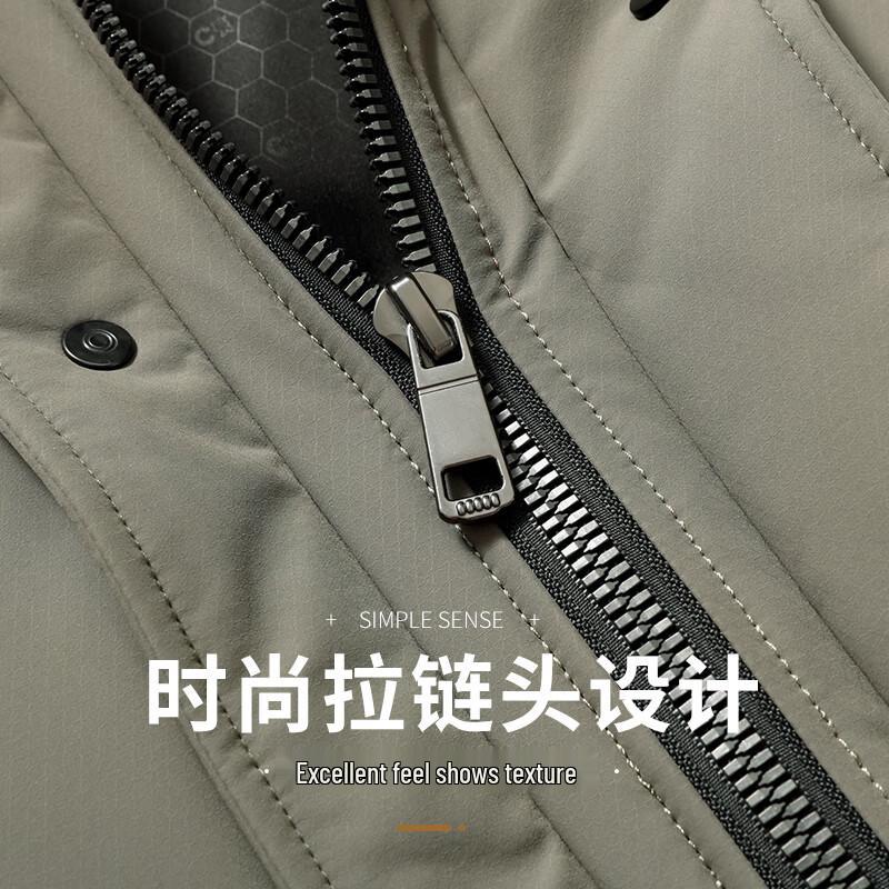 Men's Mid-Length Thickened Down Jacket with Detachable Hood