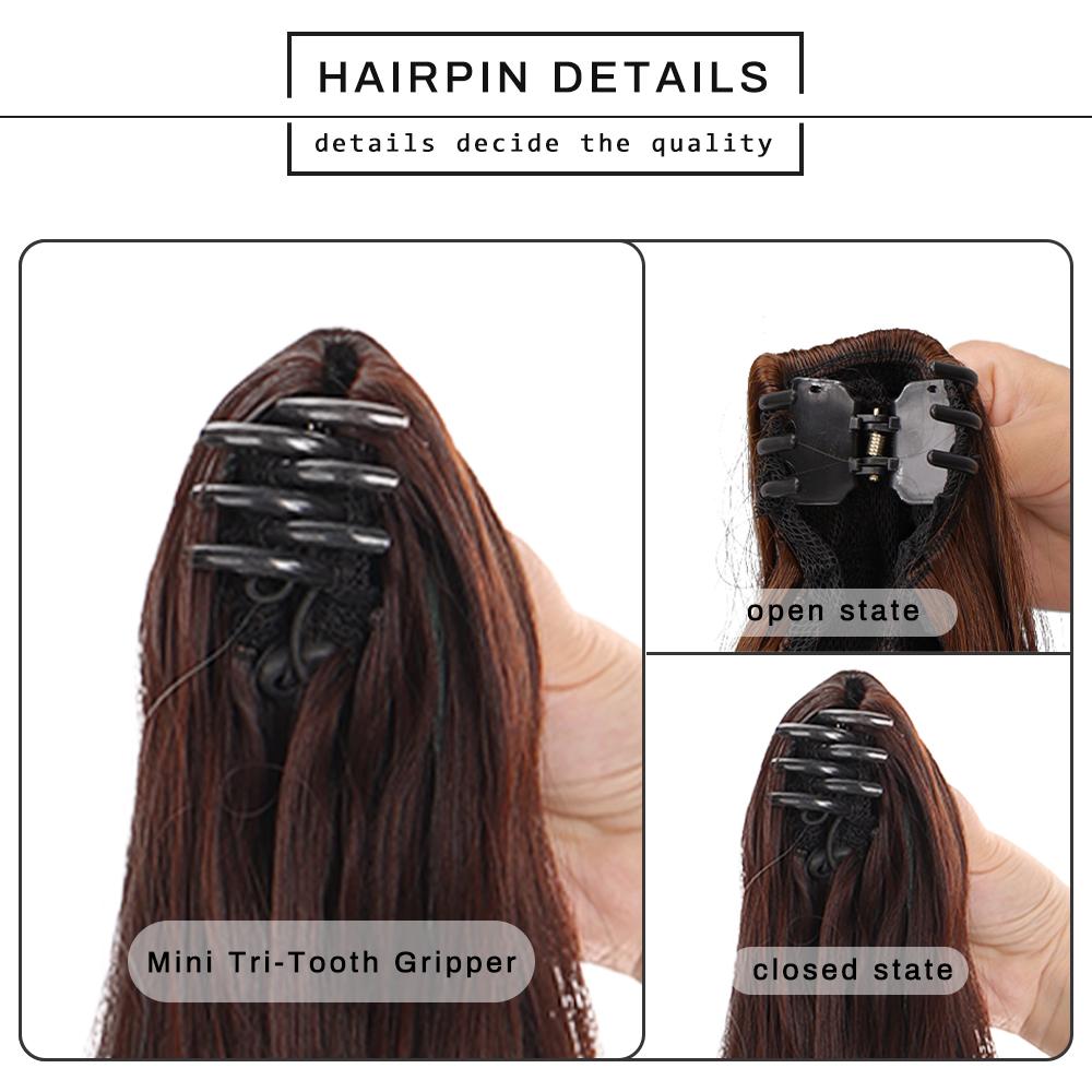 Synthetic 24inch Claw Clip On Ponytail Hair Extension Ponytail Extension Hair For Women Pony Tail Hair Hairpiece