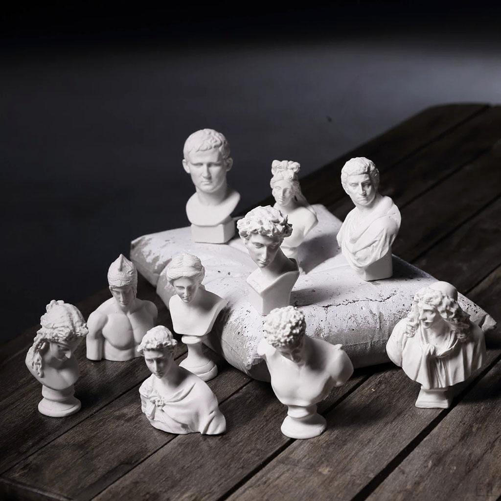 10PCS/Set of Greek Mythology Statue Resin Sculpture World Famous Bust Figurine Decor for Art