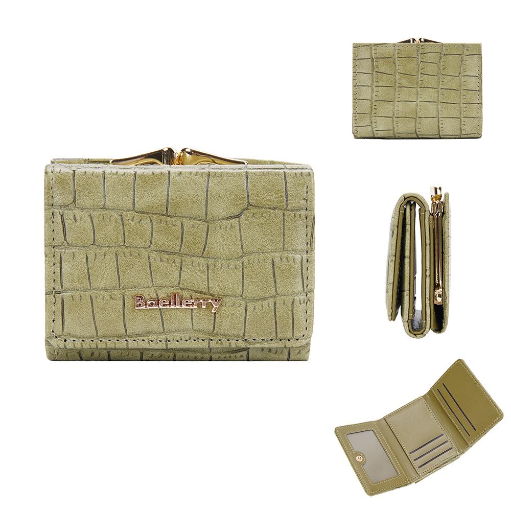 Baellerry Women's Billfold Short Wallet Stone Texture Trifold Purse Snap Closure Coin Purse Fashion Card Holder