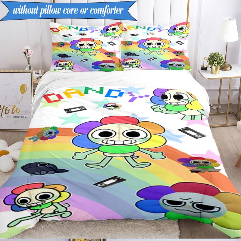 3PCS Cartoon Characters Dandy Collage Bedding Set,Including 1pc Duvet Cover And 2pcs Pillowcases Perfect for Bedroom, Dormitory, Fan Christmas gift