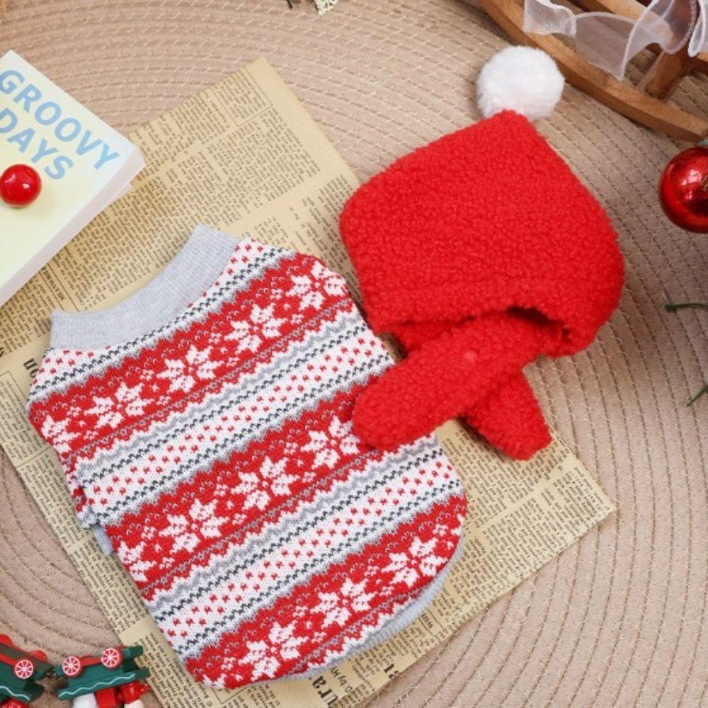 Pet Clothing Dog Christmas Sweater Thick-Warmed Knitted Pullover for Small Medium Dog