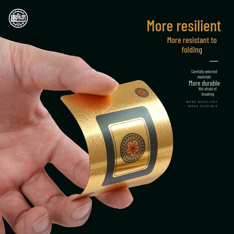 Gold Edition: Portable Mahjong Set with Plastic Tiles & Waterproof Poker Cards