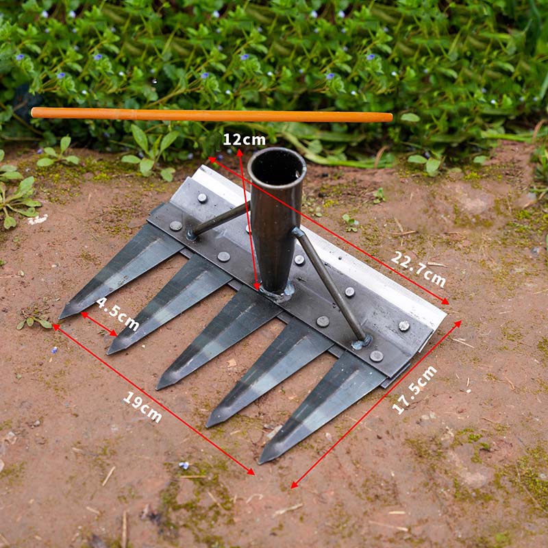 2/3/4/5/7 Teeth Garden Rakes Weeding Tool Hand Agricultural Nail Harrow Metal Harrow Effortless Soil Turning Farming Tools