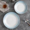 Ceramic Plates 8 Inch Household Blue New High Aesthetic Exquisite Dining Tableware High-class Round Simple Breakfast Dish
