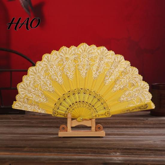 Dancing Fan Folding with Hanging Ring Smooth Opening Comfortable Grip Dance Clear Pattern Chinese Style Fabric School Supply