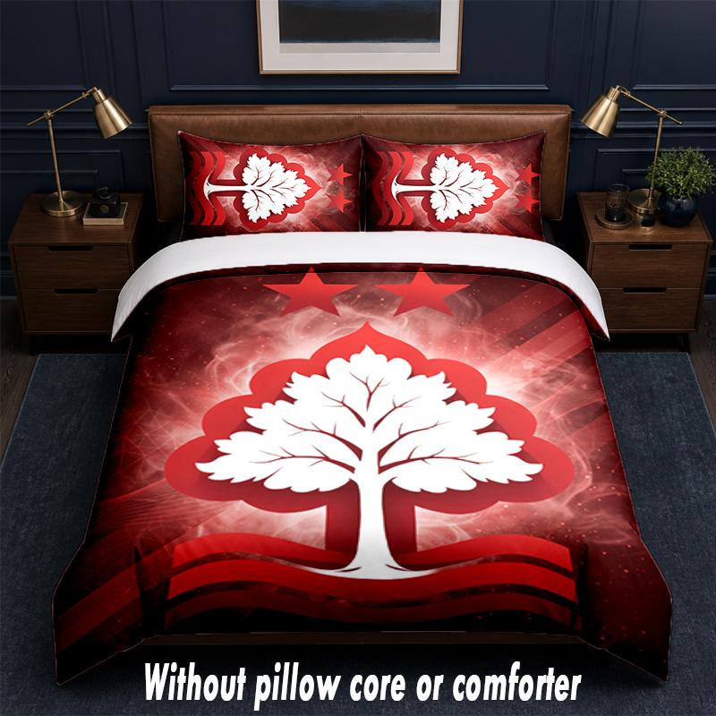 Nottingham Forest Design Bett Bettwäsche-Set 1 Bettbezug + 2 Kissenbezüge Weich Atmungsaktiv Haushalt Bettwäsche