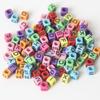 100Pcs Square Acrylic Letter Beads Random Mixed Alphabet Loose Beads For Diy Children'S Jewelry Making Crafts 6X6Mm