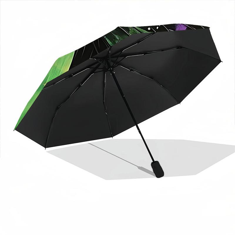 1pc Butterfly Moon Automatic Folding Umbrella Compact Lightweight Travel Umbrella with 8-Rib Sturdy Frame, Windproof & Self032
