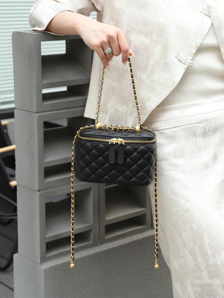 2025 Quilted Chain Box Bag: Mini High-End Genuine Cowhide Leather Women's Square Bag