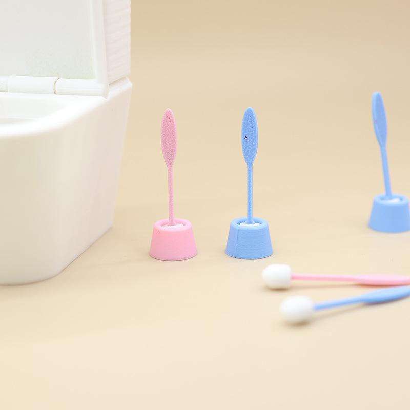1 Set 1:12 Dollhouse Mini Simulation Long Handle Toilet Brush Model Cleaning Tool For Toilet Scene Toy Home Decoration Accessories