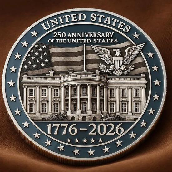 US 250th Anniversary Souvenir Coin Double-Sided Carved United States History Commemorative Badge