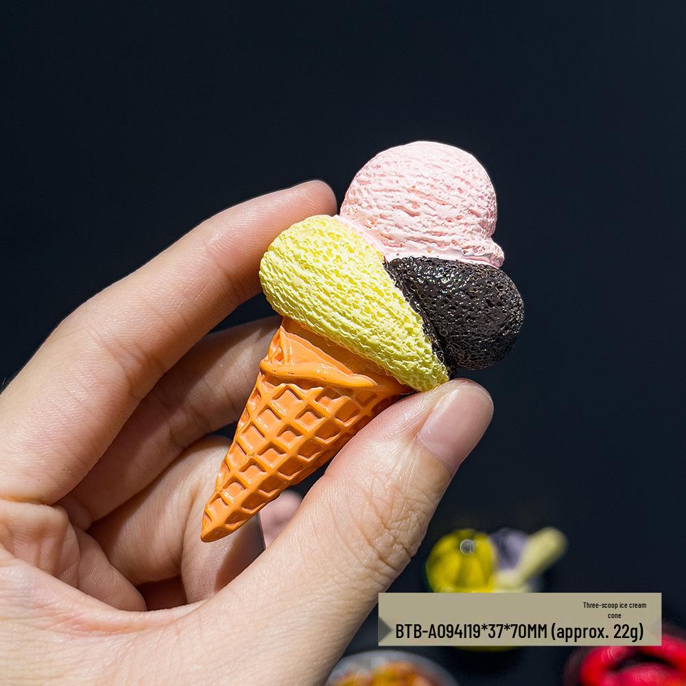 3D Cartoon Ice Cream Cone Cake Refrigerator Magnet Toy Decoration Accessories