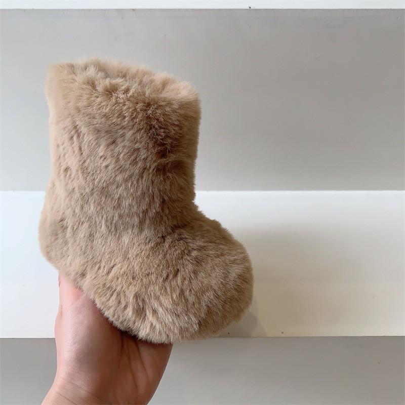 Girls Winter Snow Boots Toddlers Kids Warm Fleece-Lined Short Ankle In PU Leather Rubber Sole