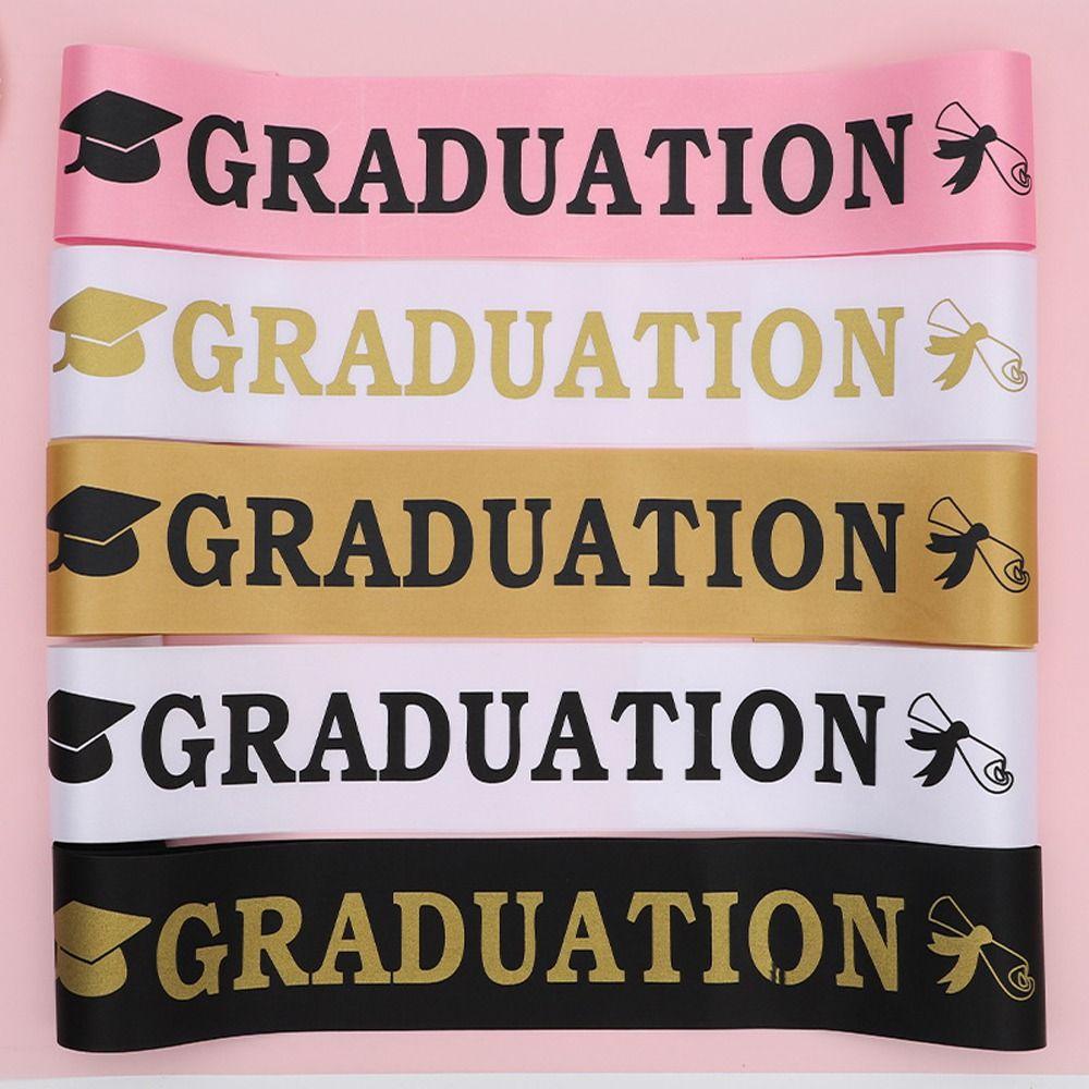 

Supplies Graduated Satin Sashes Shiny Gold Graduation Ceremony Belts Graduated Shoulder Straps I