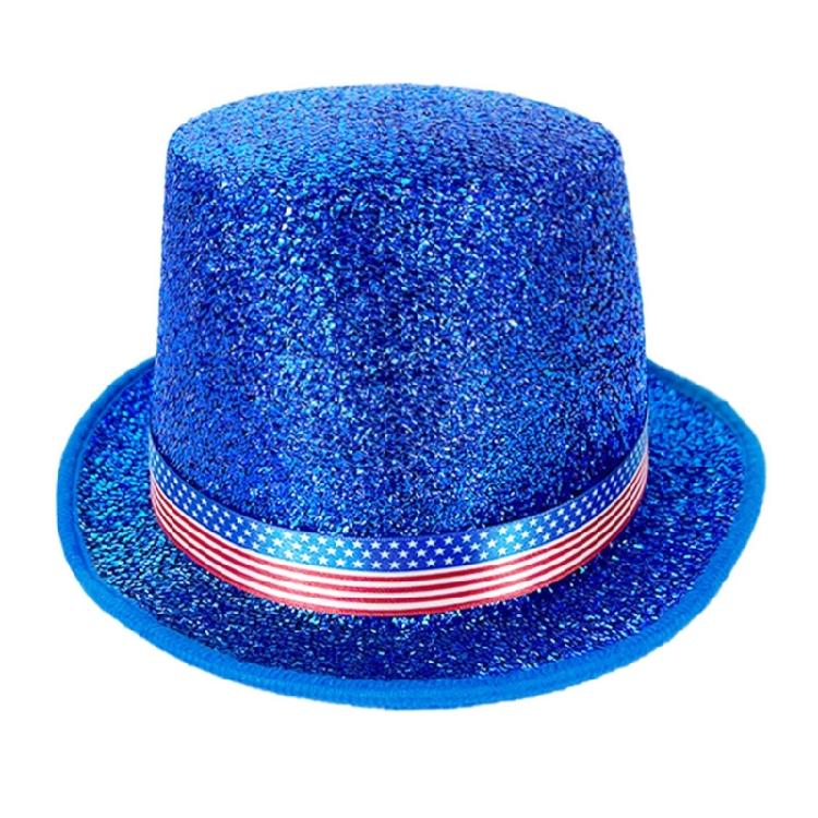 

Colorful Silk Camlet Hat for Stage Performances Glitters Hat Carnivals Tall Hat for Masquerade Party Independence Day синій