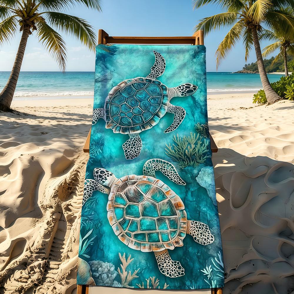 Ocean Turtle Cool Cute Towel For Outdoor Camping Beach Towel Super Absorbent Quick-Drying Summer Towel