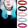 Black PU Leather Choker Necklace for Women Men Cool Punk Gothic Spike Biker Choker PU Leather Collar Studded Rock Necklace D