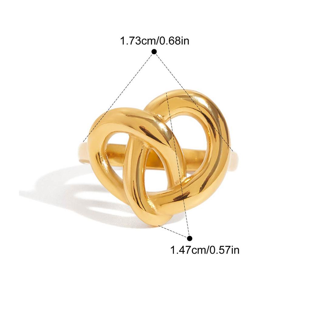 Yori Distinctive Heart-Shaped Lye Knot Geometric Hollow Ring 18K Gold Color PVD Plated Metal Texture Arrivals Jewelry Accessorie