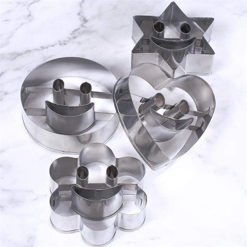 4pcs/Set Smiley Cookie Cutter Biscuit Mold Stainles Steel Fondant Cake Mold Sugar Cookie Pastry Baking Tool Kitchen Accessories
