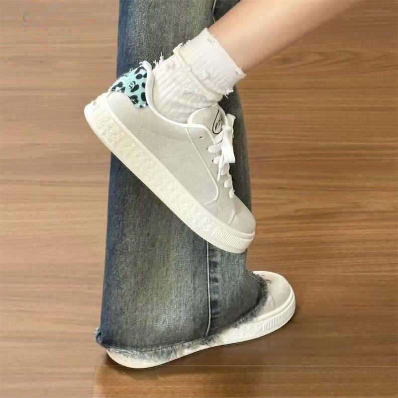 

Tide brand 2025 new black leopard print design bread shoes comfortable sports shoes niche retro board shoes casual 40
