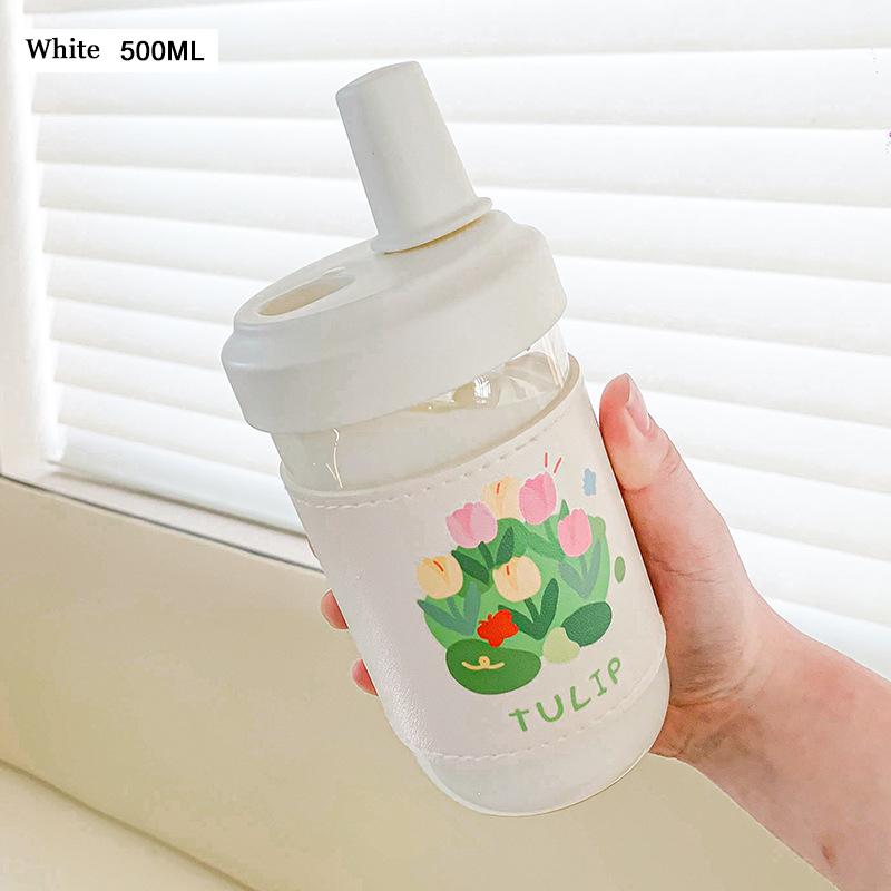 

500 мл/850 мл стеклянная чашка с крышкой и соломинкой, прозрачная стеклянная бутылка для воды, пузырьковая чашка для чая, чашка для молока, сока, воды, бутылка для питья 500ml-850ml