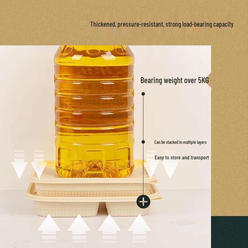 NHZHIW Biodegradable 3-Compartment Disposable Meal Box