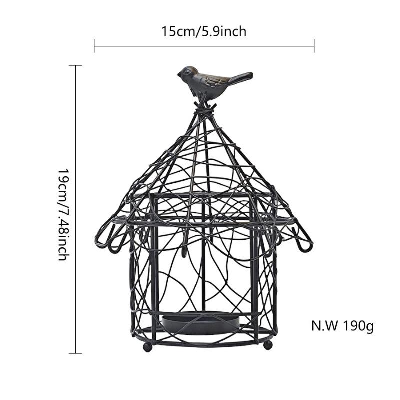 Outdoor Dual-use Wire Birdcage Hanging Basket Candlestick Garden Hanging Basin Decoration Hanging Bird Feeder for Outdoor Gifts
