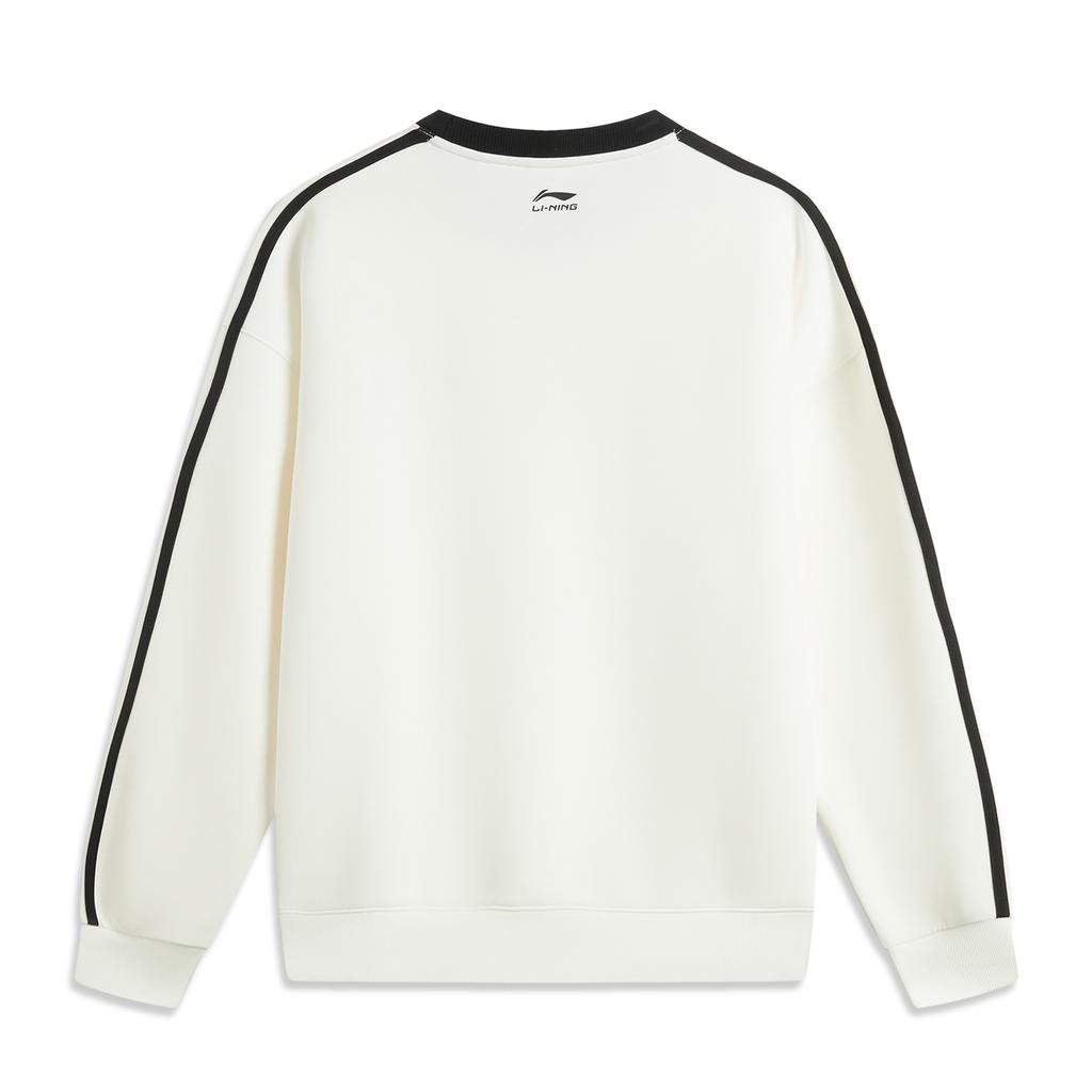 Li Ning Sports Lifestyle Series Spliced Letter Round Neck Comfortable Breathable Versatile Loose Sweatshirt Unisex Sweatshirt AWDV397-10