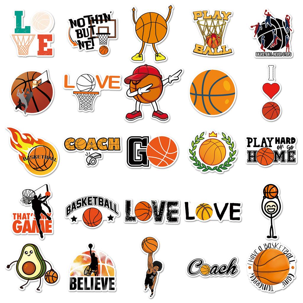 50Pcs Cartoon Basketball Sports Stickers Graffiti Ipad Car Guitar Diy Personalized Wall Sticker Toys Decoration