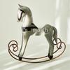 Nordic Retro Distressed Wooden Rocking Horse Ornament for Home and Children's Room Decor.