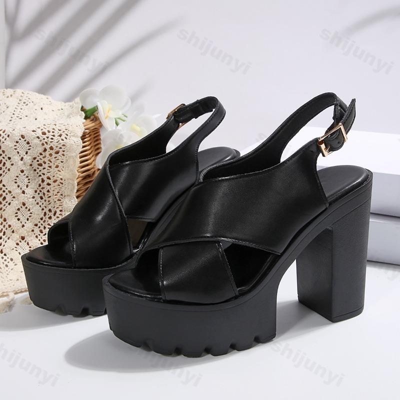 Fashion Fashion Fish Mouth Open Toes Coarse Heel Casual Sandal for Women 2025 Summer Versatile Comfortable Back Strap Chunky Cool Pumps