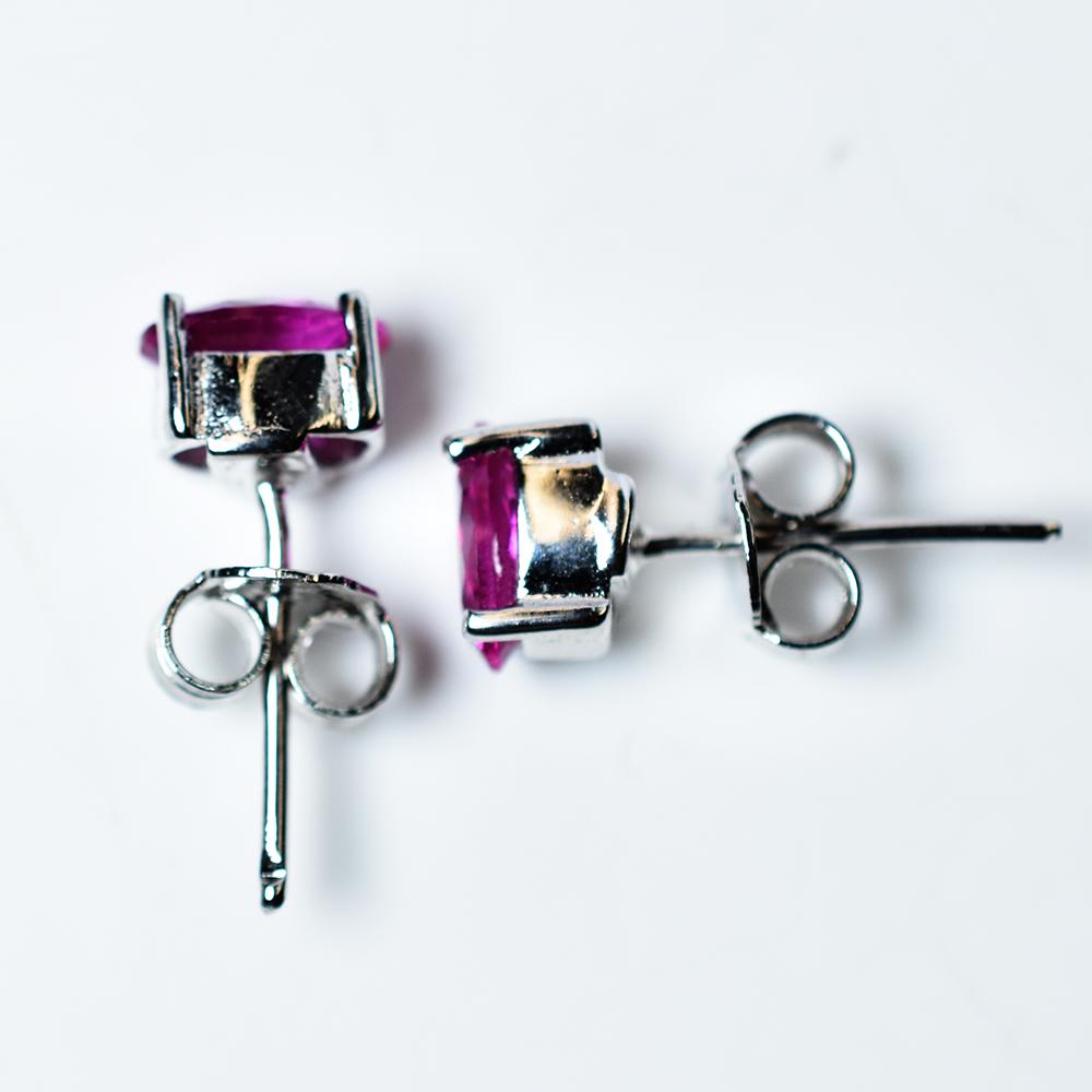 CERTIFIED Natural Pink Ruby Oval Gems Earring Pair 8.40 Ct 925 Starling Silver MY.ER-27-NS