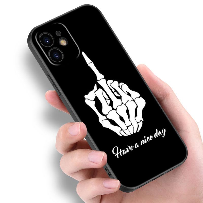 Husă Rock And Roll Cool skull pentru Apple iPhone 14 13 12 Mini 11 Pro Max 7 8 XR X XS 7 8 Plus SE 2020 2022 Husă moale neagră