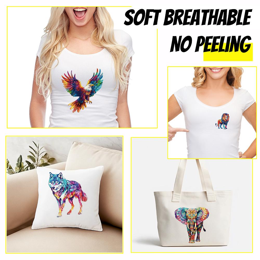 7Pcs 7 Styles Plastic Heat Transfer Film Logo Stickers Set for DIY T-Shirt Bags Hats Jackets Mixed Shapes 183~200x162~187mm 1pc/style