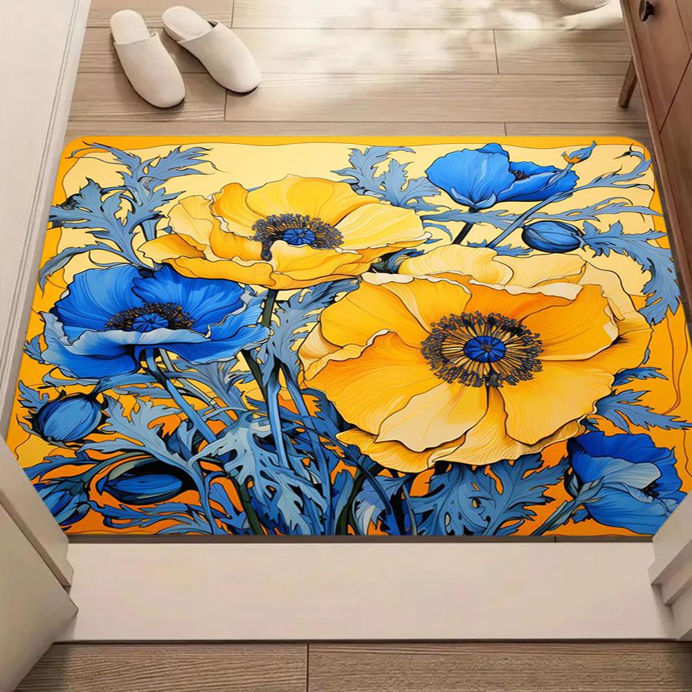 

Art Nouveau Flower Pattern Area Rug Non-Slip Soft Durable Floor Mat Decor Carpet for Entryway Living Room Bedroom Home Decor 40x60cm