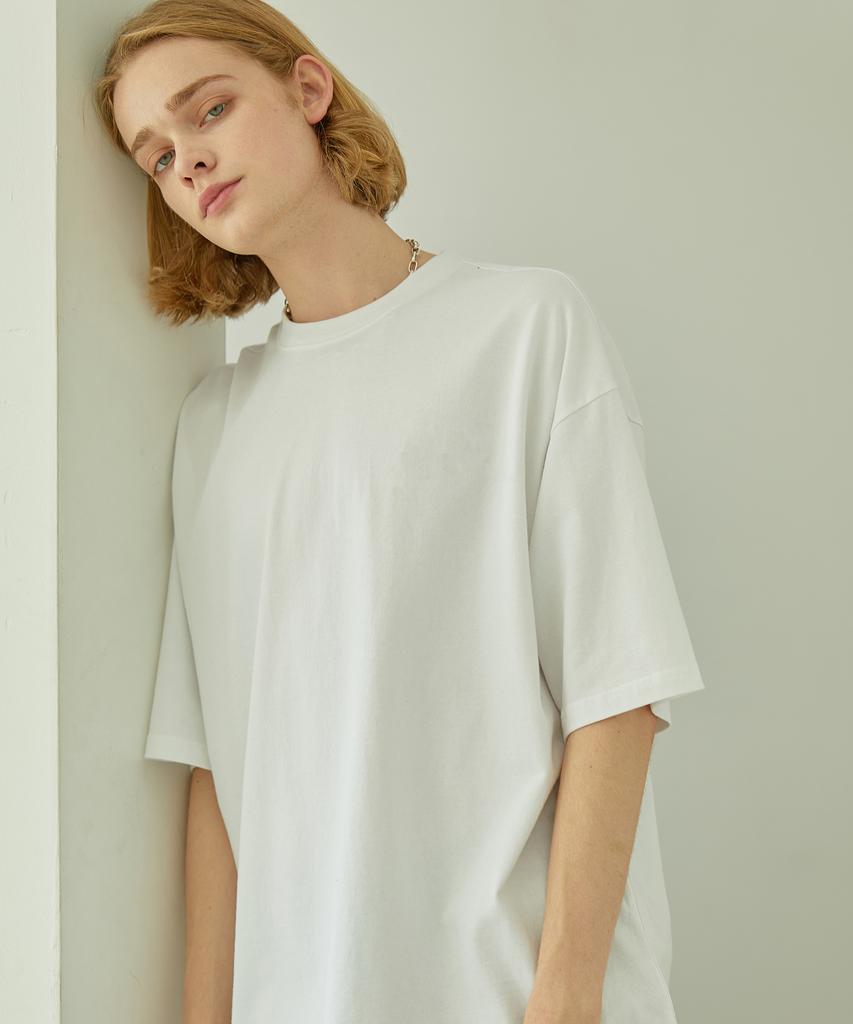 Compagno Heavy Oversized Plain Short Sleeve T-Shirt White