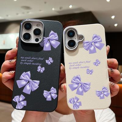 Einfarbige Handyhülle mit Schleifenmuster und Ledertextur für iPhone 16 Pro 15 14 Plus 13 12 Pro Max 11, stoßfest, matt, weich, TPU, schlanke Hülle