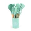 44-Piece Silicone & Wood Handle Kitchenware Set - Non-stick Cooking Spatula, Soup Ladle, and Tableware Tools