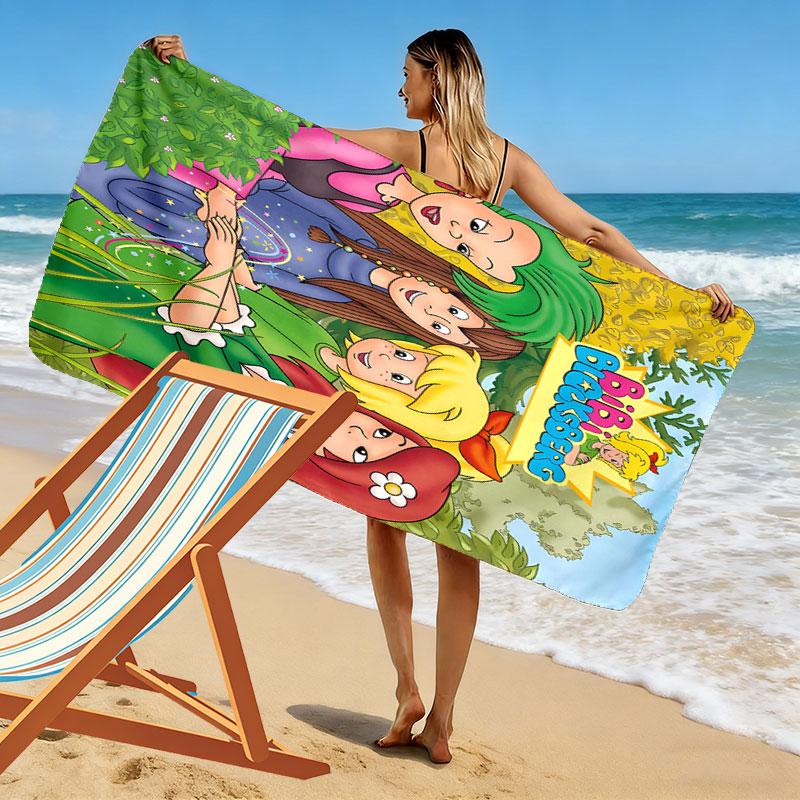 Bibi and Tina Print Beach Towel, Large Soft Quick Dry Towel for Beach Camping Swimming